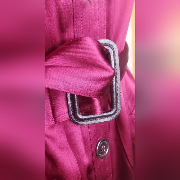 Burberry Satin Size 4 Dress Buttom Up Burgundy Color - Picture 8 of 16